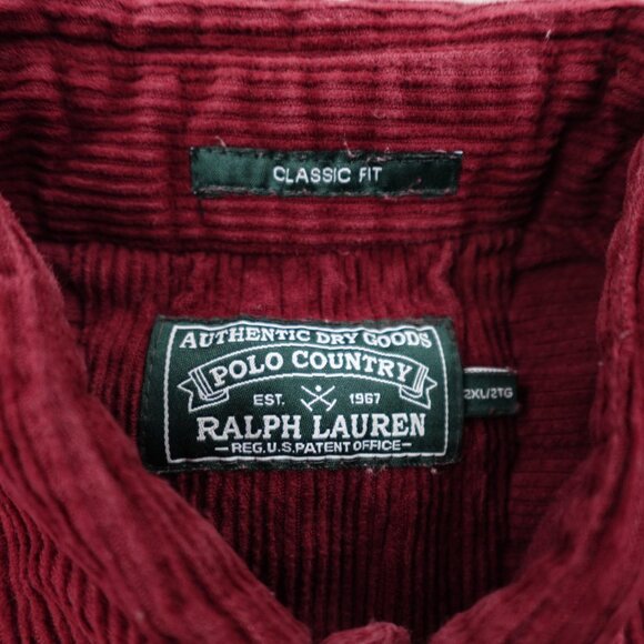 Ralph Lauren Polo Country Shirt Mens 2XL Red Corduroy Classic Fit Button Up - Picture 8 of 9